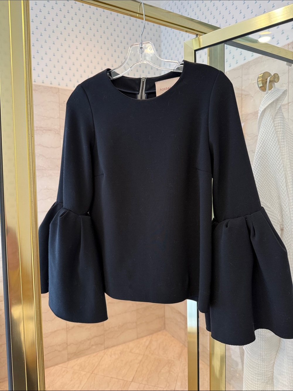 Black Bell-Sleeve Women's Top